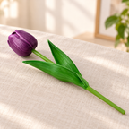 Tulipán artificial de silicona color morado · Paquete de 10 piezas · fotografía ambientada de Vendalia · SKU 53214