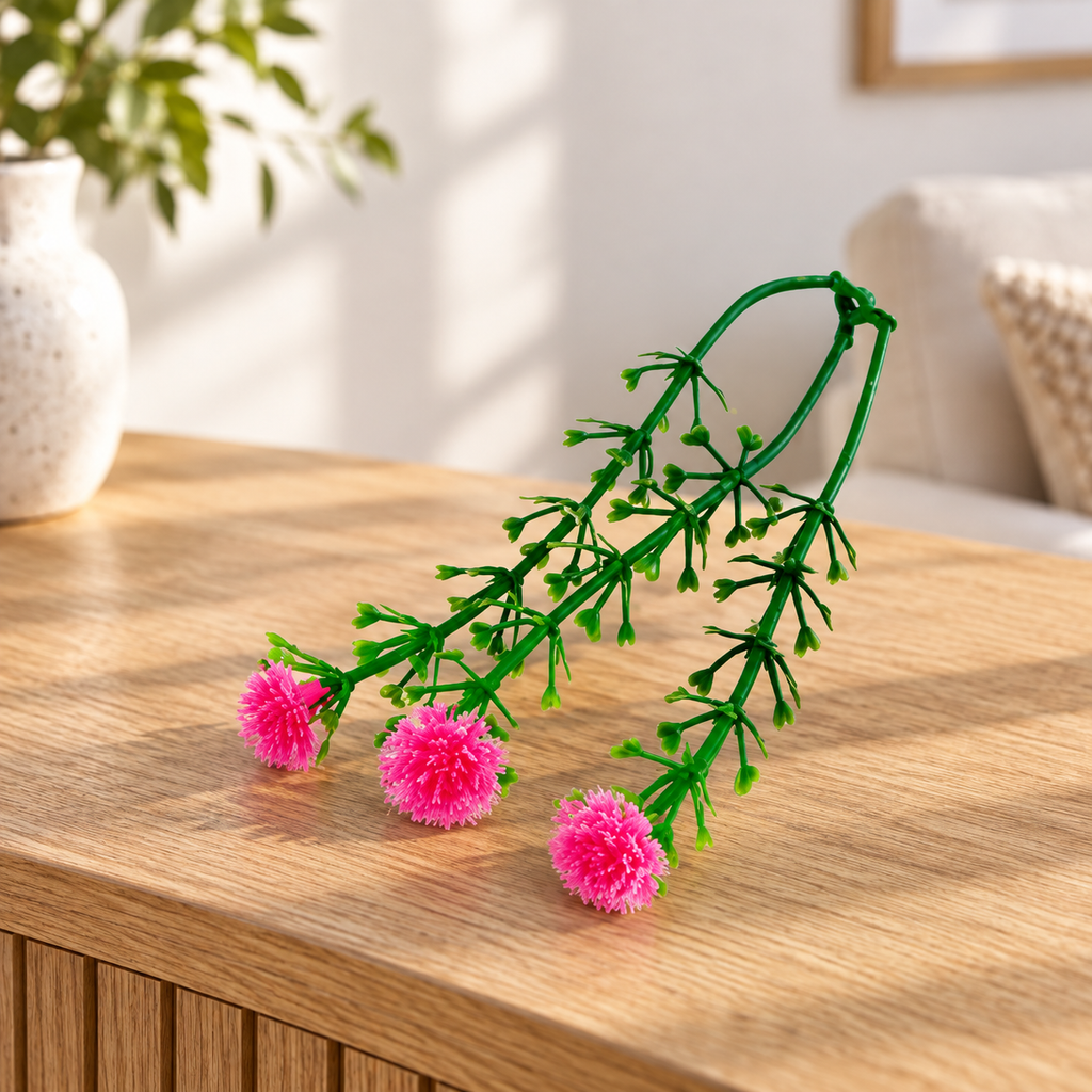 Ramillete de flores artificiales rosas en ambiente de uso