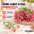 Flores artificiales rosas, paquete de 20 ramilletes · Vendalia