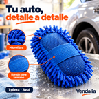 Esponja azul de microfibra con banda para la mano · Vendalia