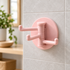 Gancho Adhesivo Giratorio con 3 brazos rosa en ambiente de hogar — Vendalia