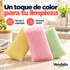 Set de 3 esponjas amarillo, rosa y verde · Vendalia