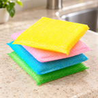 Esponjas Multiusos de Colores para Limpieza (Paq 4); accesorios de ambientación no incluidos
