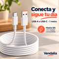 Cable blanco USB-A a USB-C, 1 metro — Vendalia