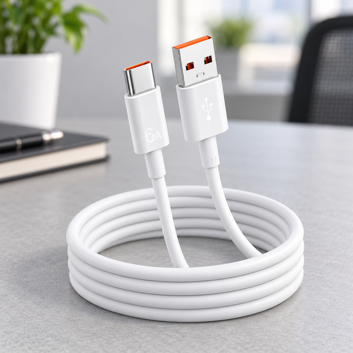 Cable USB-C de carga rápida 6A en ambiente Vendalia