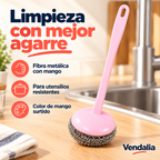 Fibra metálica con mango plástico; rosa ilustrativo, color surtido — portada Vendalia