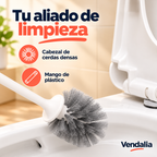 Cepillo para baño con mango blanco y cerdas grises densas · Vendalia