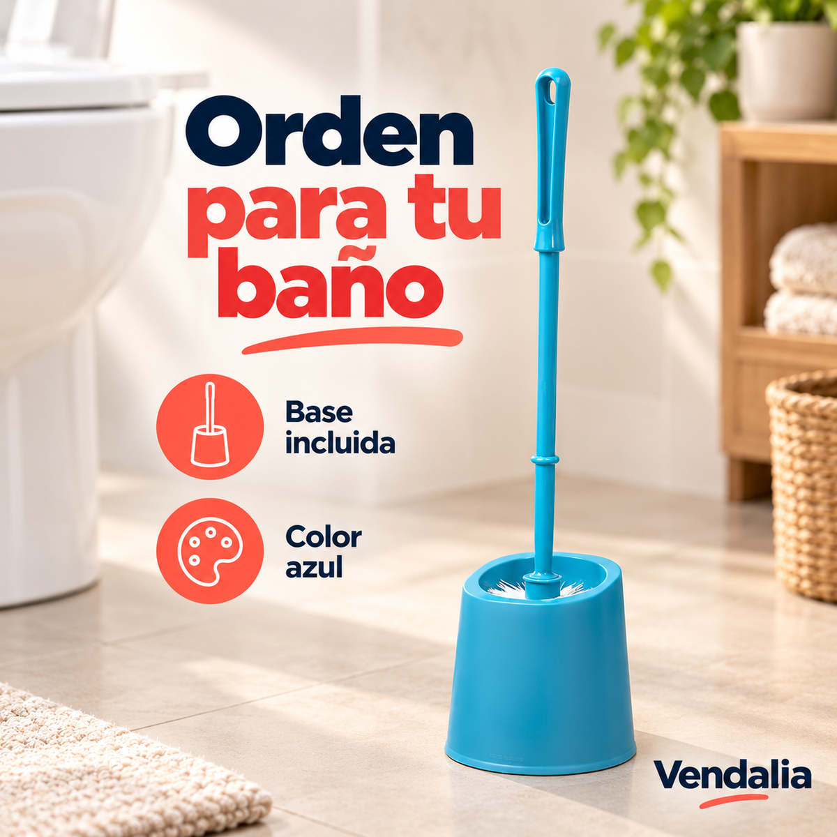 Cepillo para baño con base azul · Vendalia