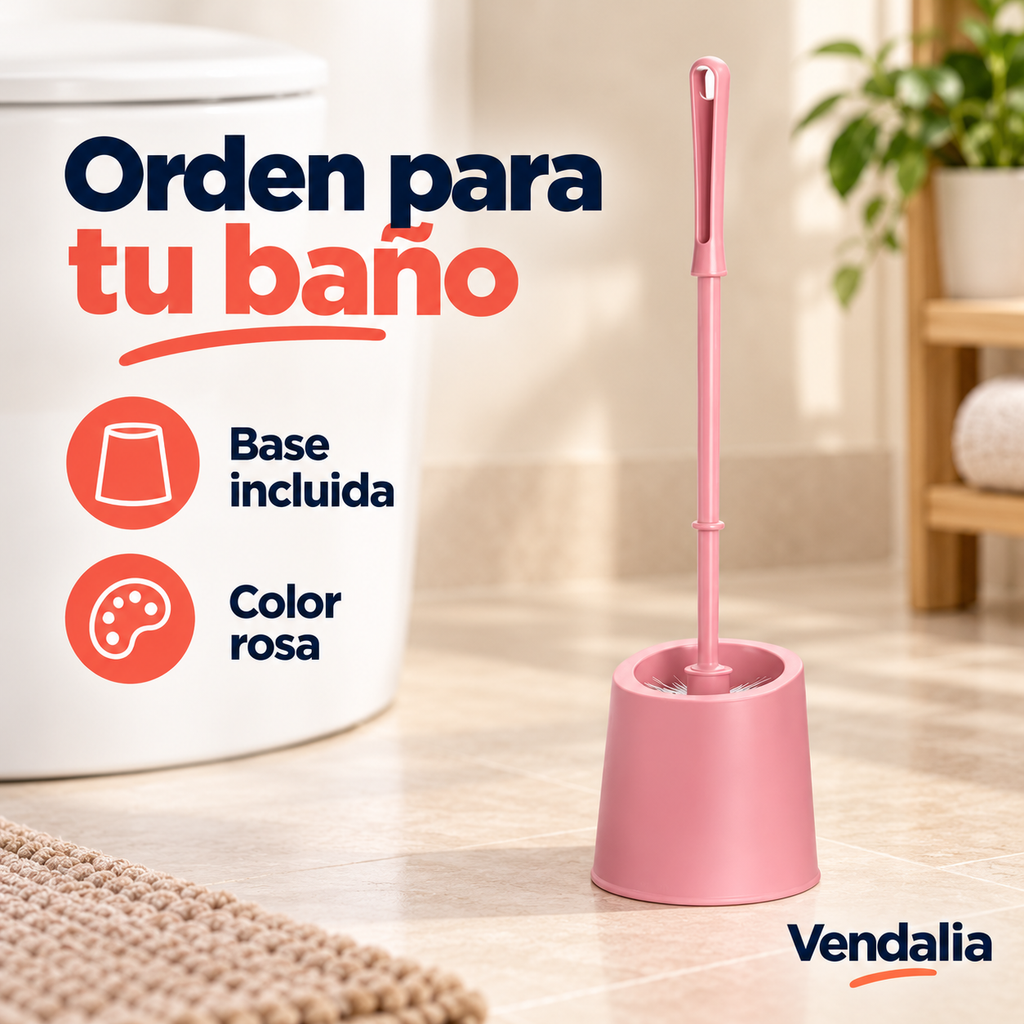 Cepillo para baño con base rosa · Vendalia