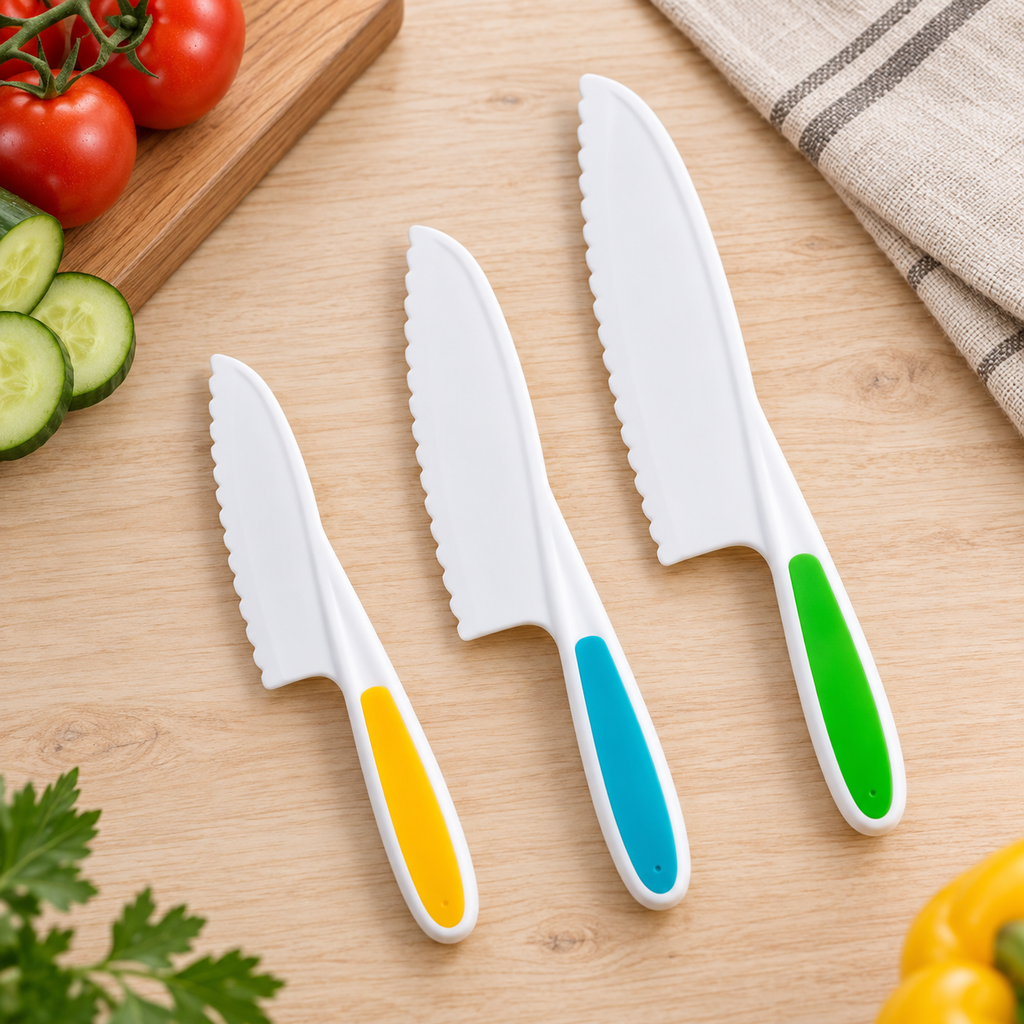 Juego de Cuchillos de Cocina con Mangos Ergonómicos (3 piezas) en ambiente de hogar — Vendalia