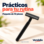 Rastrillos negros · paquete de 10 — Vendalia. Imagen de una pieza; venta por paquete de 10.