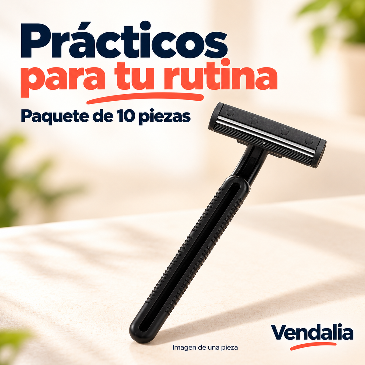 Rastrillos negros · paquete de 10 — Vendalia. Imagen de una pieza; venta por paquete de 10.