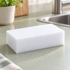 Esponja mágica de melamina para limpieza multiusos en ambiente de hogar — Vendalia
