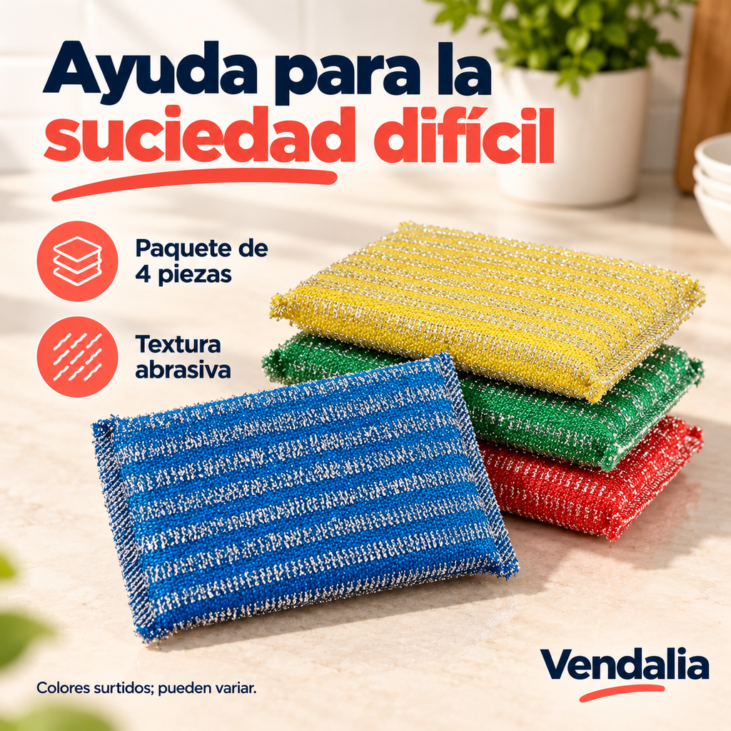 Paquete de 4 fibras abrasivas de colores surtidos · Vendalia