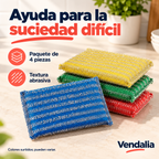 Paquete de 4 fibras abrasivas de colores surtidos · Vendalia