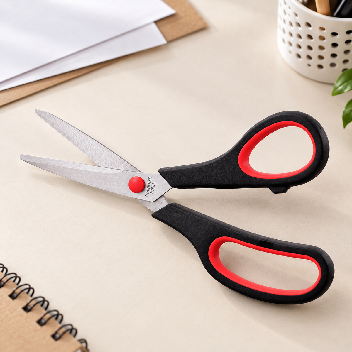 Tijeras ergonómicas de acero inoxidable 19 cm · fotografía ambientada de Vendalia · SKU 53346