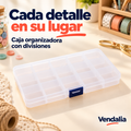 Caja organizadora translúcida con cierre azul — Vendalia