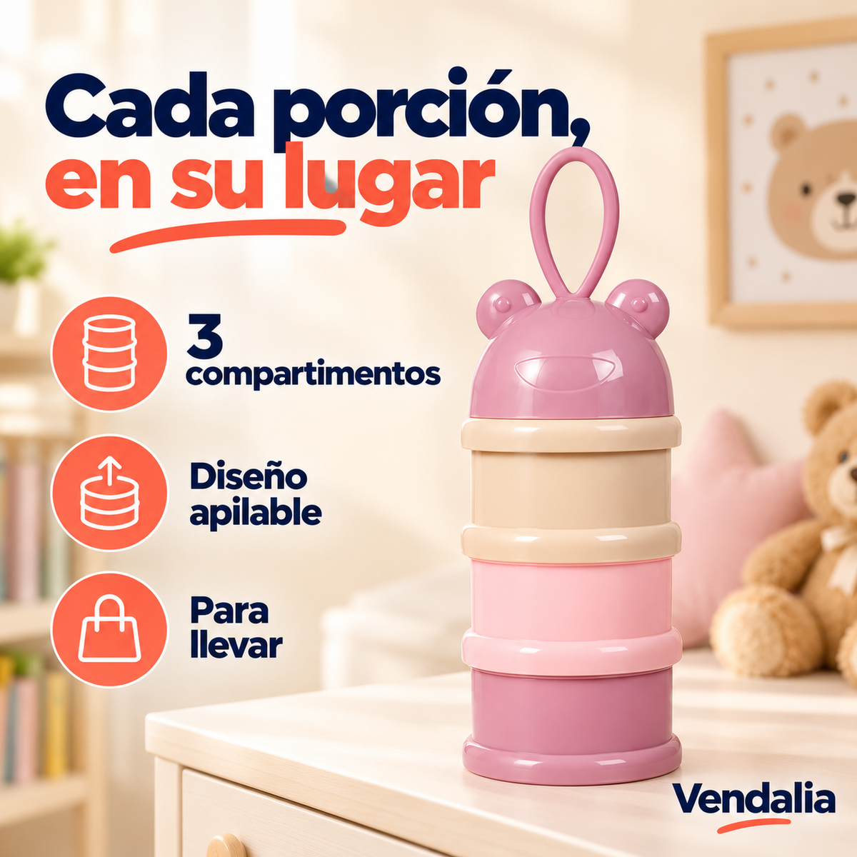 Contenedor apilable rosa y beige — portada Vendalia
