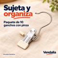Ganchos metálicos con pinza, paquete de diez — Vendalia