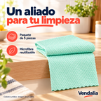 Paños multiusos de microfibra · paquete de 5 piezas surtidas · Vendalia
