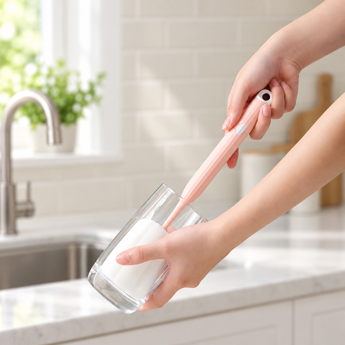 Cepillo para Limpieza de Botellas y Vasos; accesorios de ambientación no incluidos