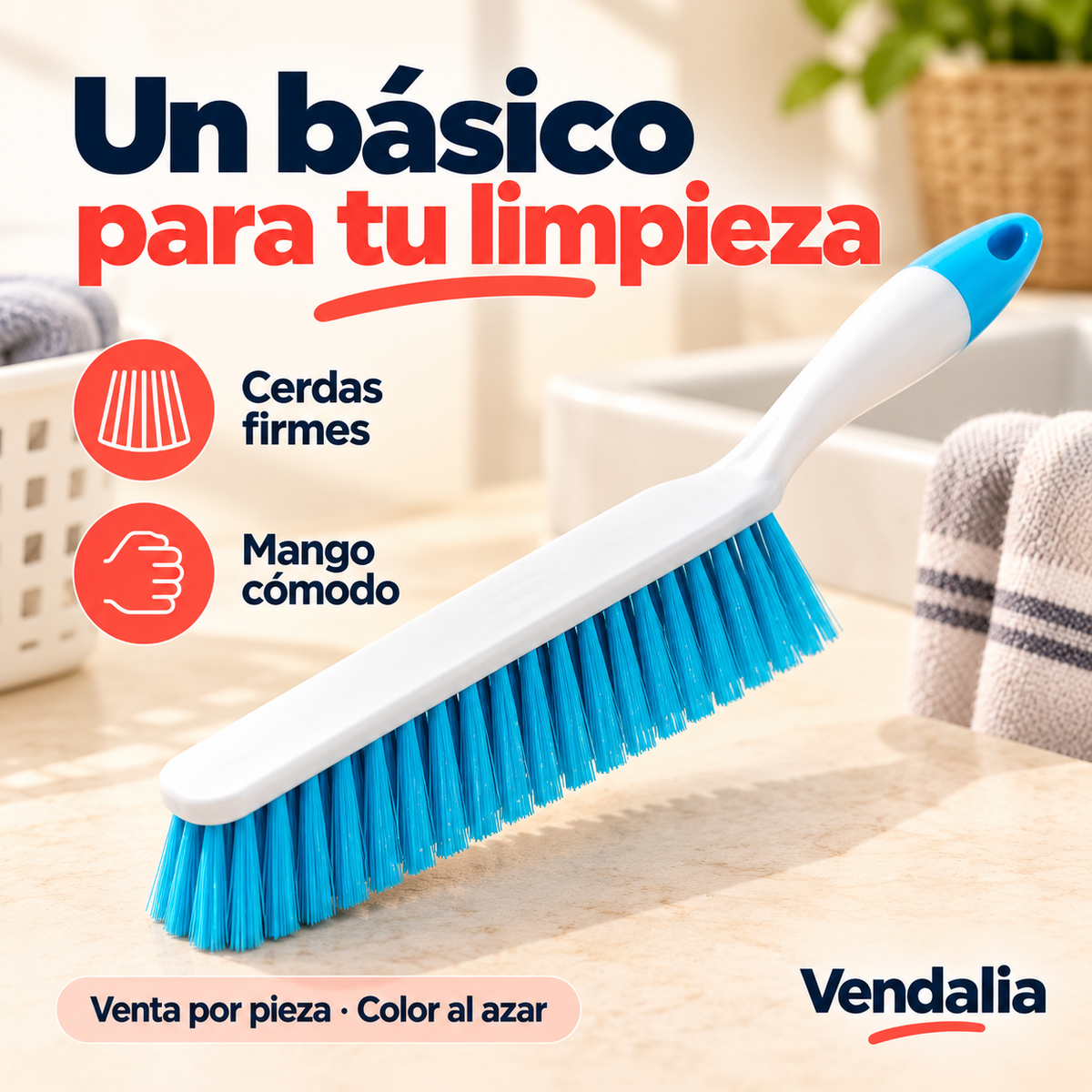 Cepillo multiusos de cuerpo blanco; venta por pieza en color al azar · portada Vendalia