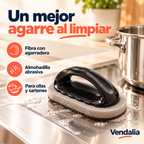 Fibra abrasiva oval con agarradera negra — portada Vendalia
