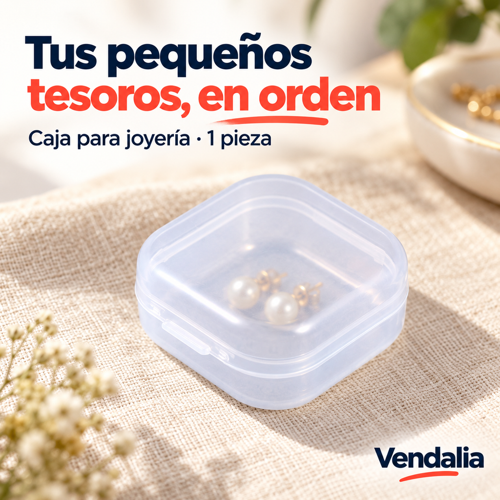 Caja transparente pequeña para joyería — presentación Vendalia