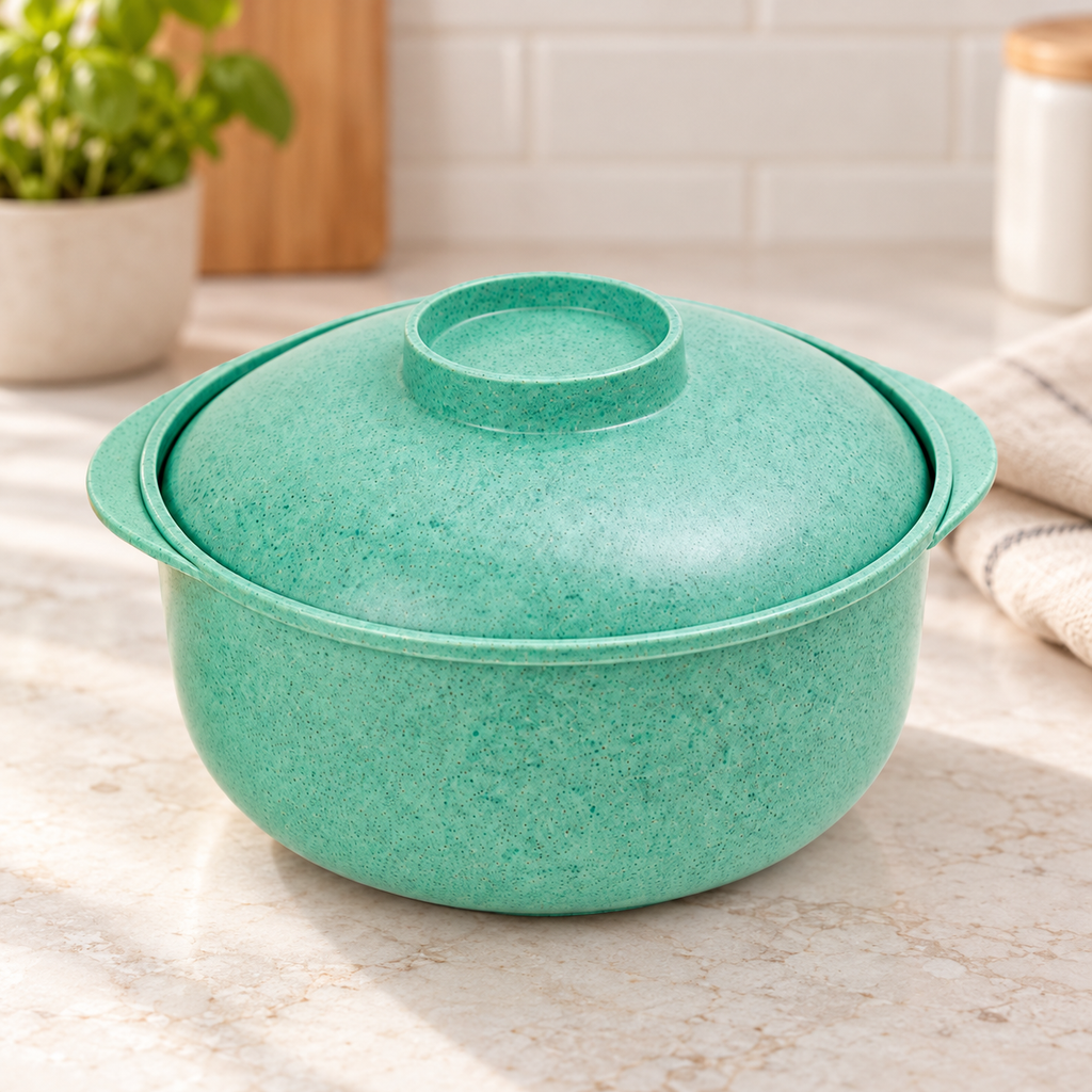 Cacerola con Tapa de plástico para cocina verde en ambiente Vendalia