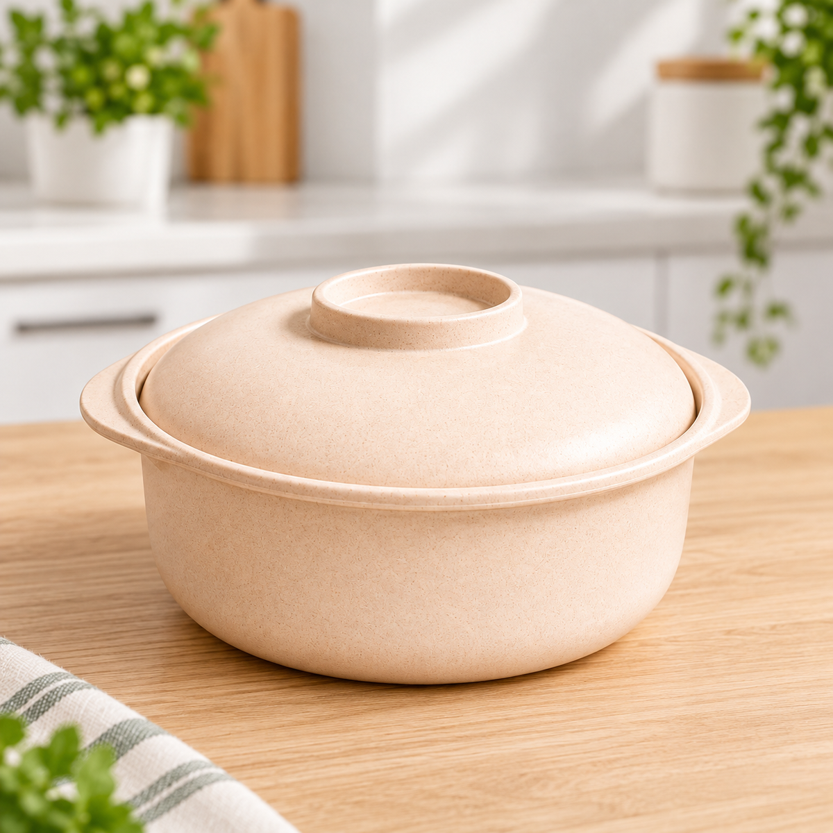 Cacerola con Tapa de plástico para cocina hueso en ambiente Vendalia