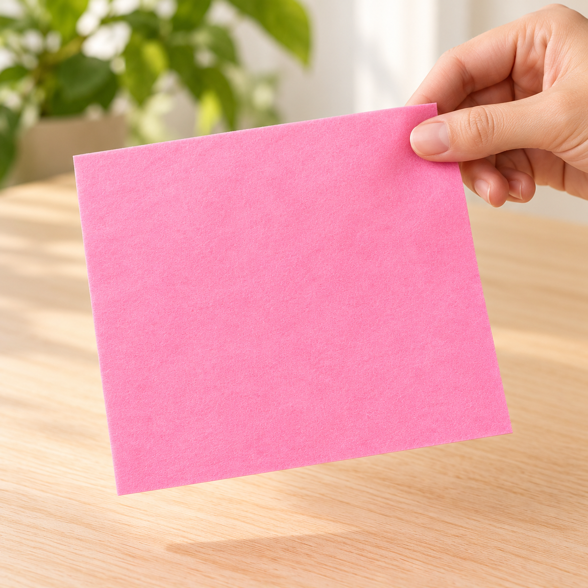 Detalle de una hoja limpiadora rosa · Vendalia