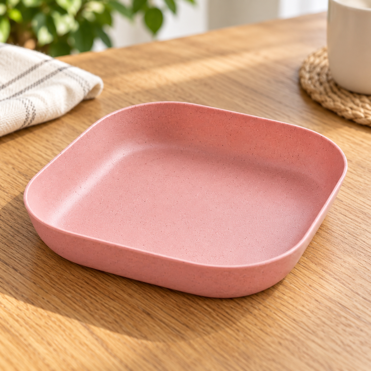 Mini plato cuadrado hondo · 13 cm · por pieza — Rosa — SKU 53475