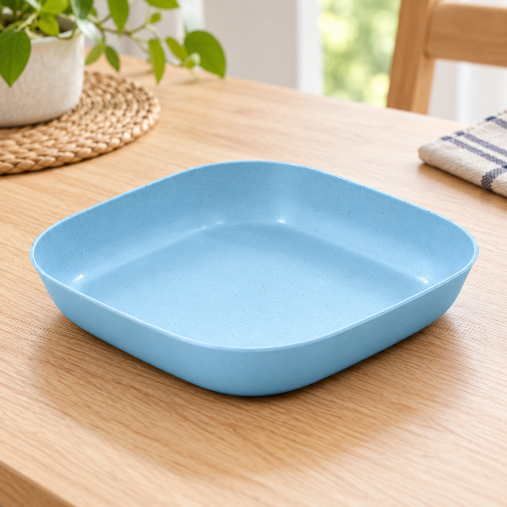 Mini plato cuadrado hondo · 13 cm · paquete de 10 — Azul — SKU 53477