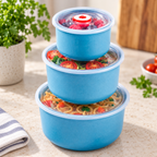 Set de Recipientes Herméticos Redondos (3 Piezas, Azul) en ambiente de hogar — Vendalia