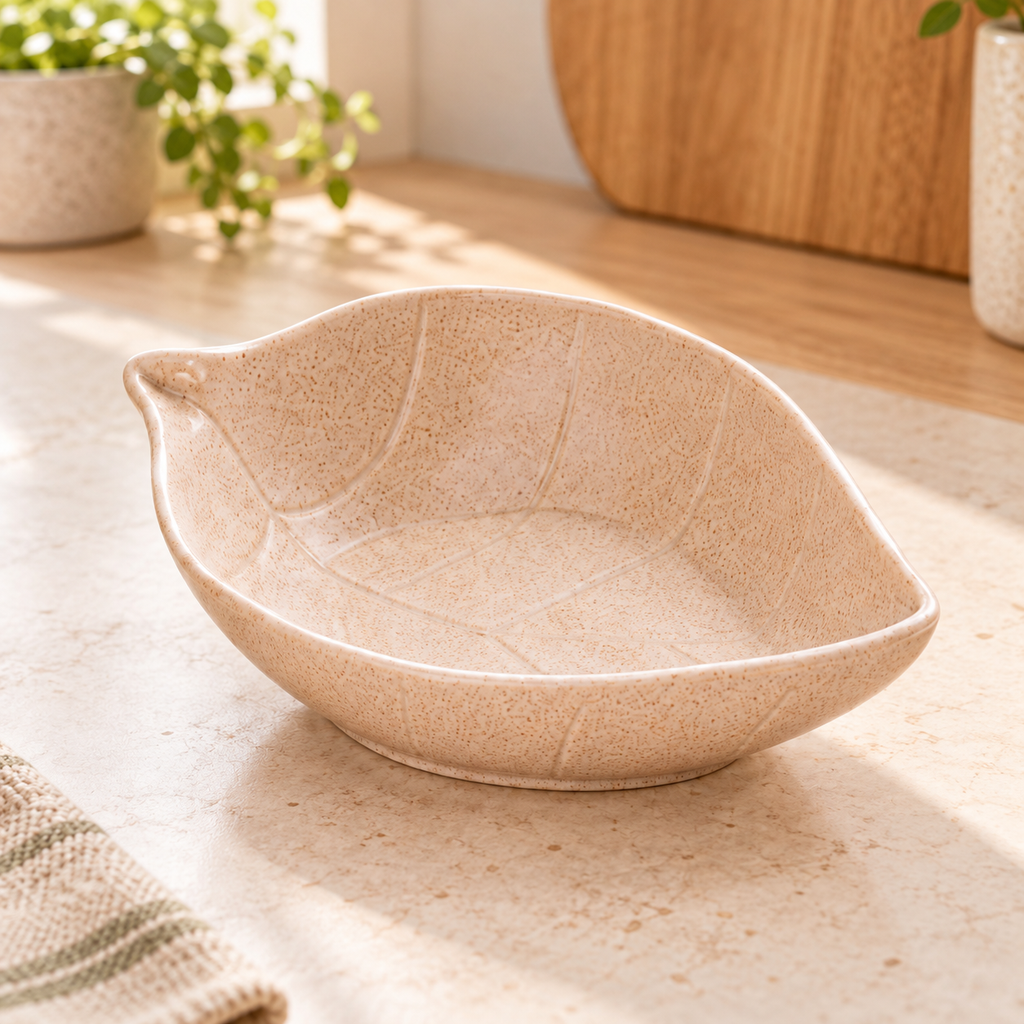 Platito individual en forma de hoja — Beige natural — SKU 53493