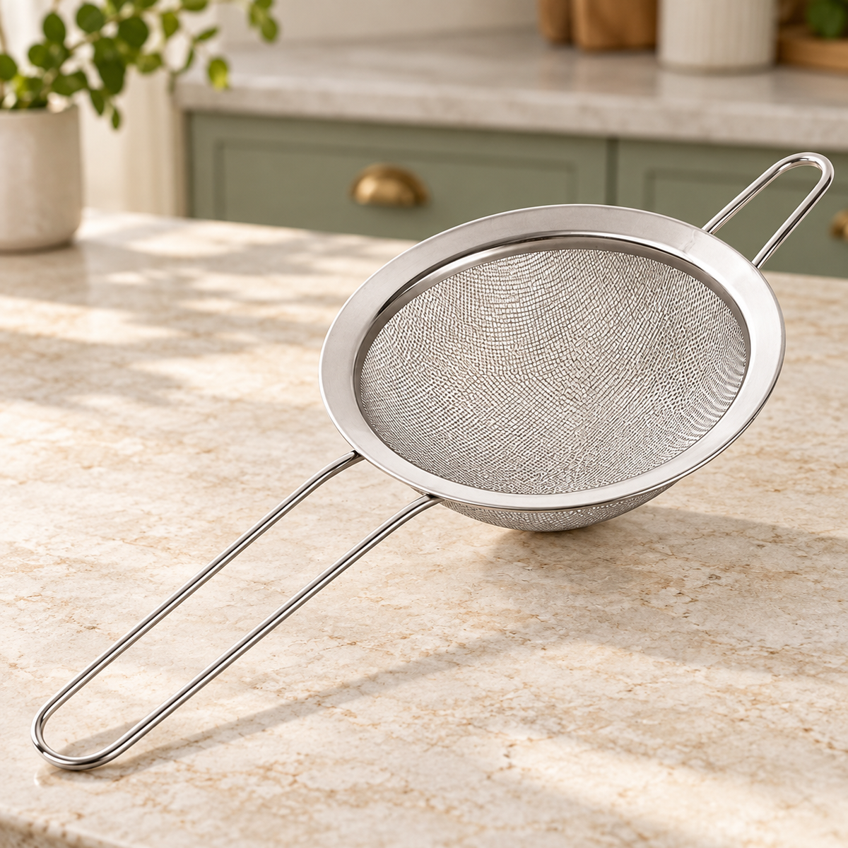 Colador de Cocina de Acero Inoxidable 23.5 cm en ambiente de hogar — Vendalia