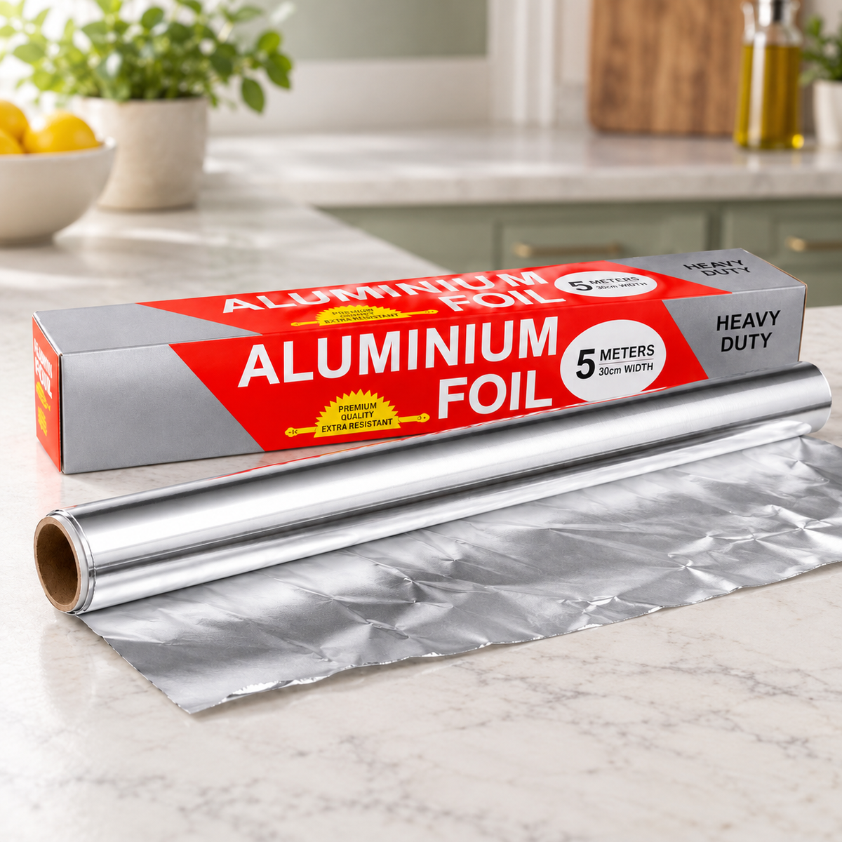 Rolla de Papel Aluminio 5m x 30cm en ambiente de hogar — Vendalia