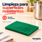 Fibra verde abrasiva · paquete de 10 piezas · Vendalia