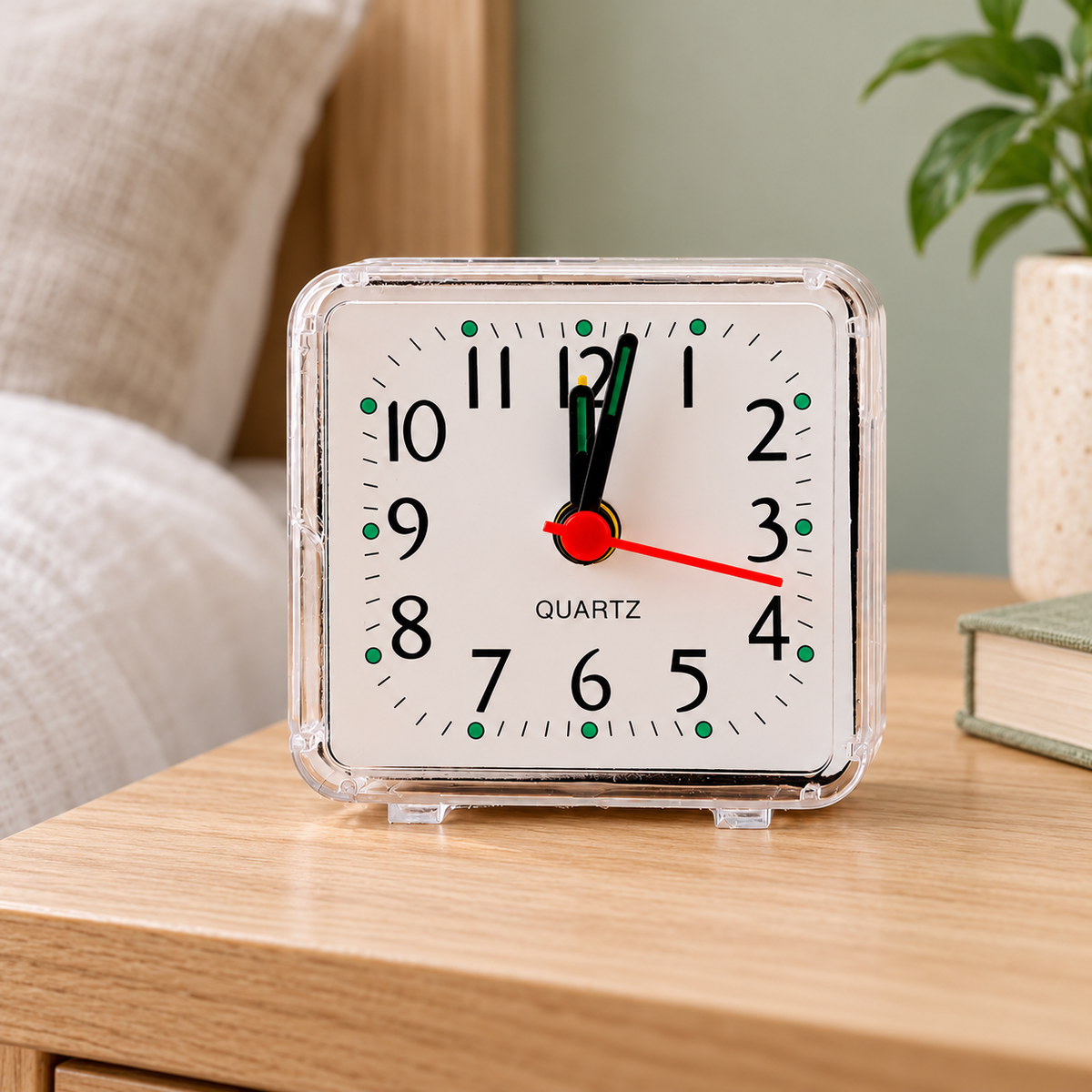 Reloj Despertador Compacto Analógico en ambiente de hogar — Vendalia