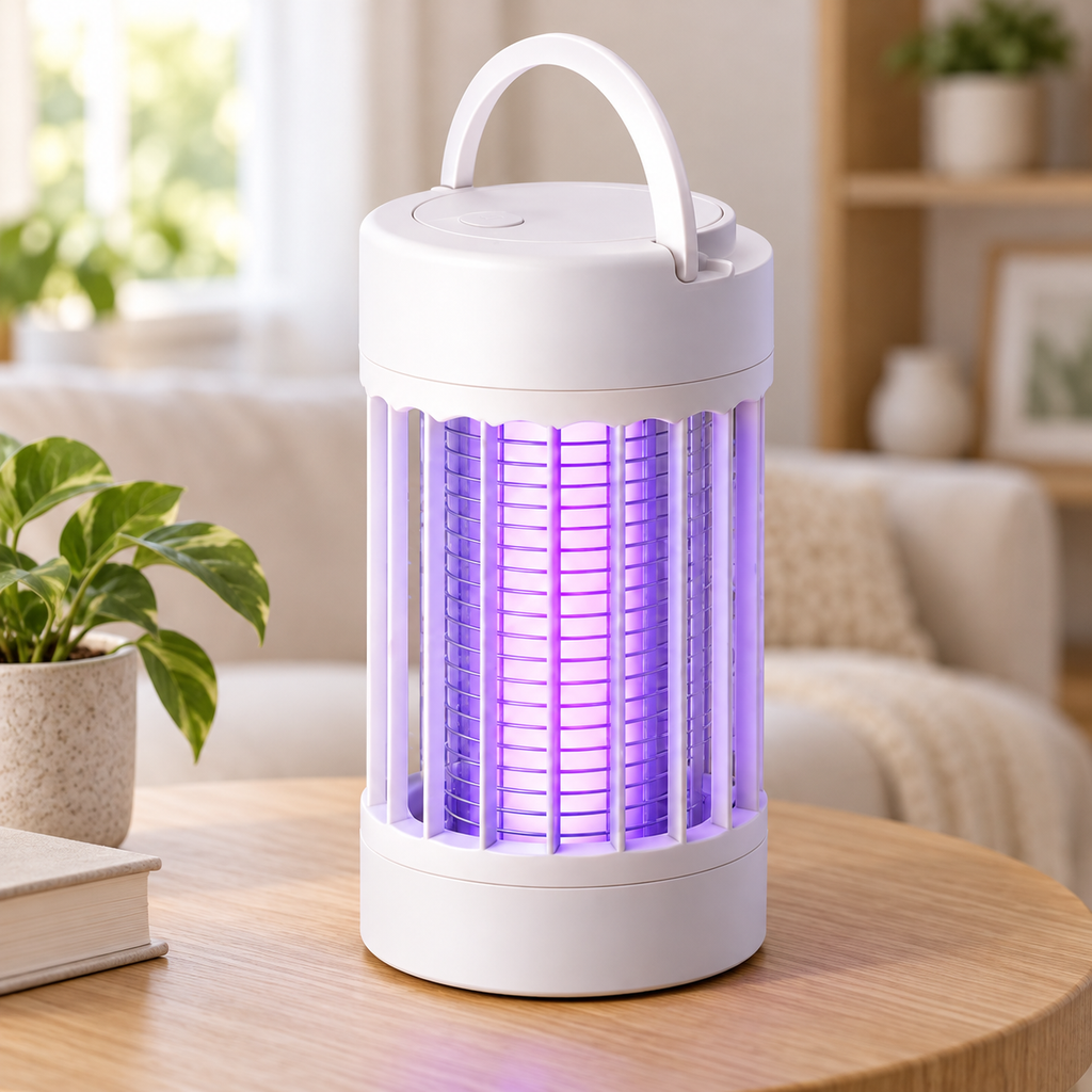 Lámpara Eléctrica Mata Insectos con Luz UV en ambiente de hogar — Vendalia