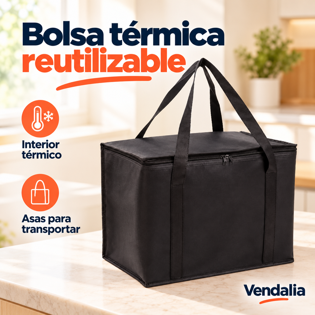 Bolsa térmica reutilizable negra — portada Vendalia