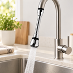 Extensor Flexible Metálico para Grifo instalado como ejemplo, llave no incluida — Vendalia