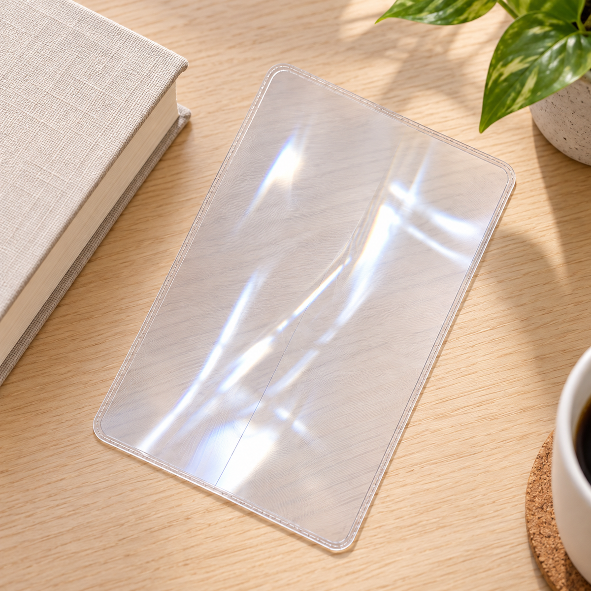Lupa Flexible de Lectura 12x18 cm en ambiente de hogar — Vendalia