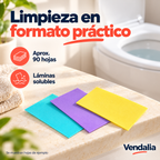 Hojas solubles para inodoro · aproximadamente 90 hojas · Vendalia