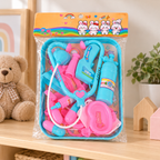 Juego de doctor con Accesorios en ambiente de hogar — Vendalia. La fotografía muestra un ejemplo de color. Se envía rosa o azul al azar, según disponibilidad.
