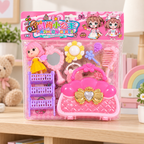 Juguete de Belleza con Muñeca y Accesorios en ambiente de hogar — Vendalia