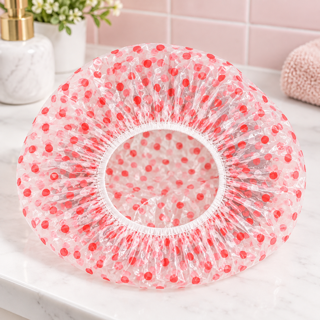 Gorro de Baño Impermeable de Plástico con Resorte en ambiente de hogar — Vendalia