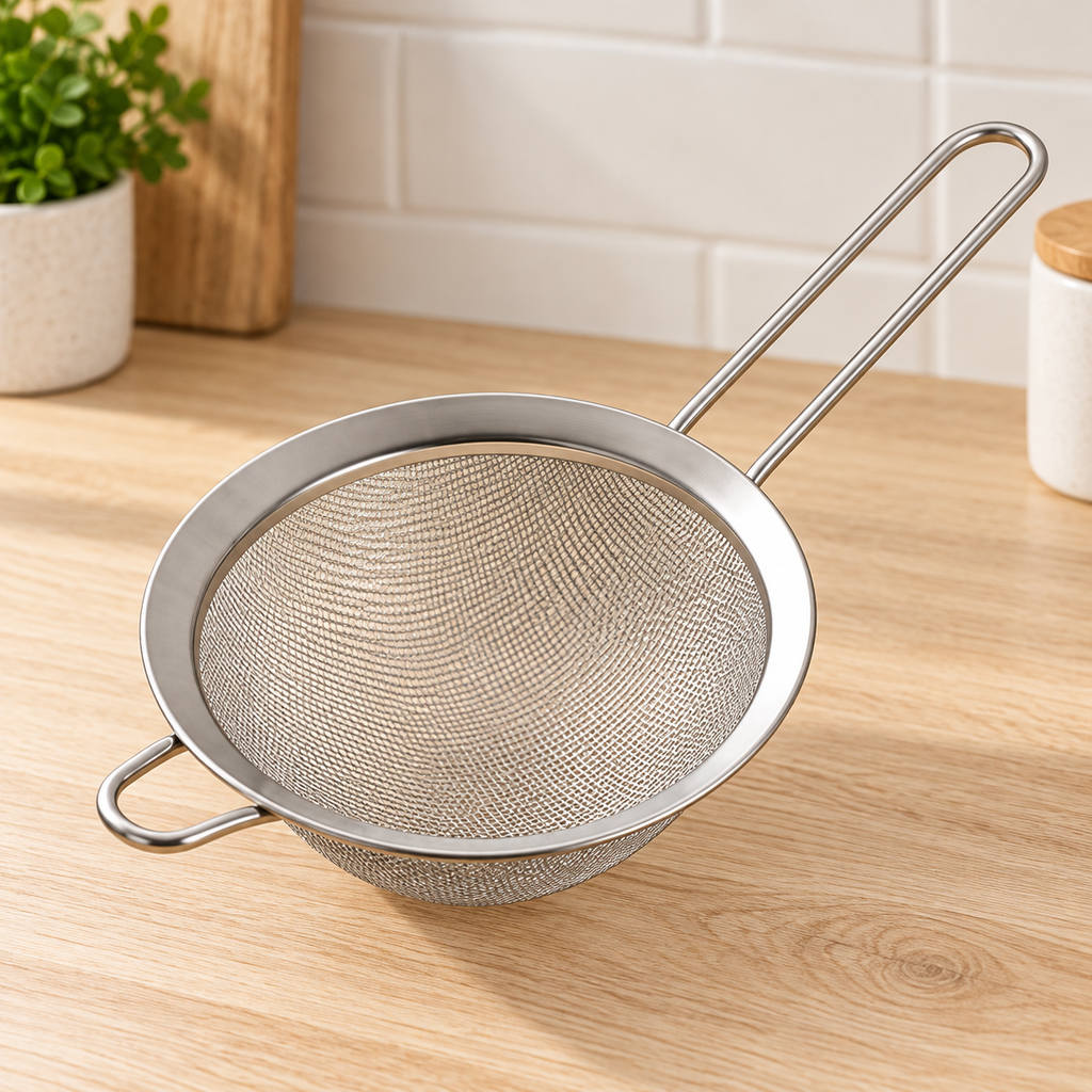 Colador de Cocina de Acero Inoxidable 19.5 cm en ambiente de hogar — Vendalia