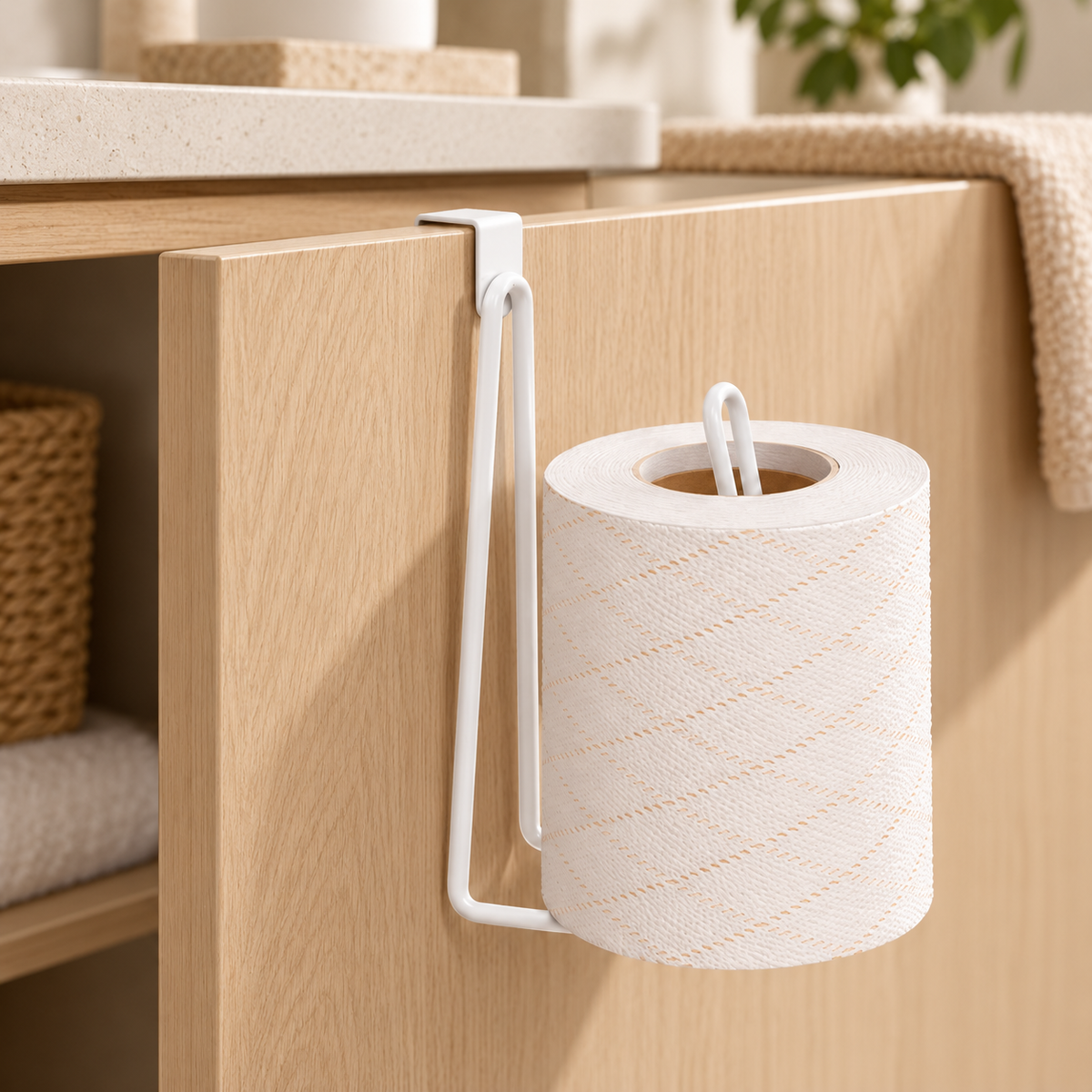 Porta Rollo de Papel Higiénico Lateral en ambiente de hogar — Vendalia. La fotografía muestra un ejemplo de uso; no incluye el rollo de papel.