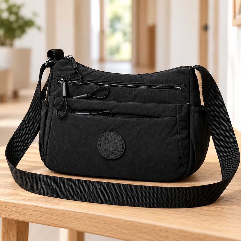 Bolso crossbody con múltiples compartimentos — Negro — SKU 53706